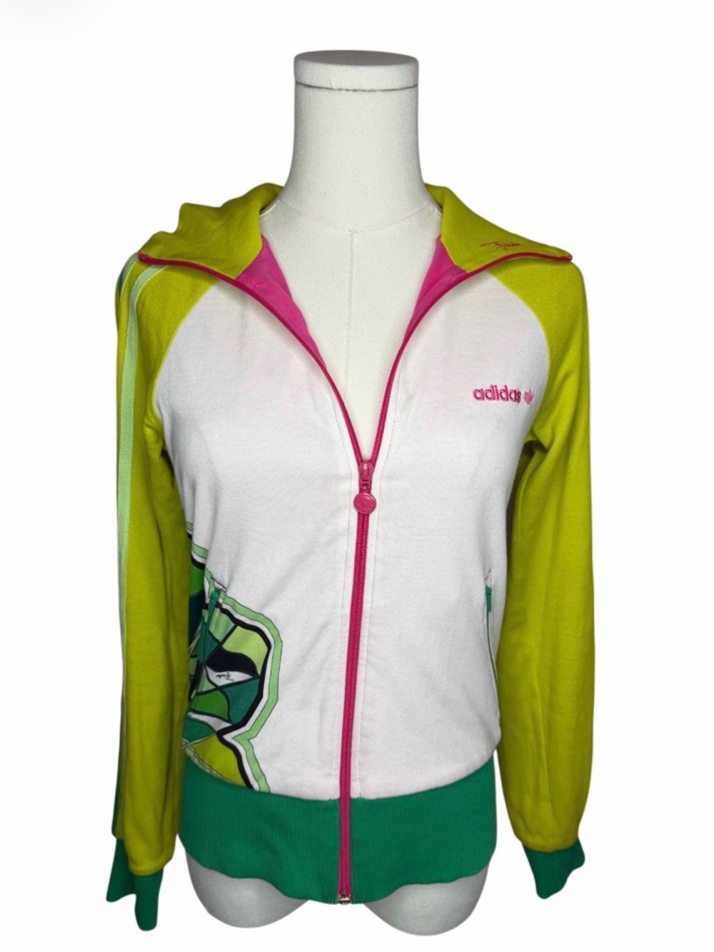 Emilio Pucci White, Lime & Pink Zip Front Jacket